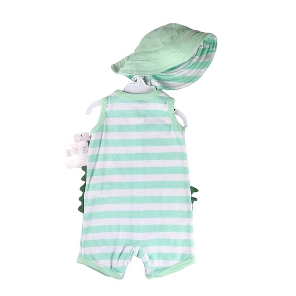 NWT QUILTEX Boys Chill Dudes Alligator Crocodile Romper With Hat - Picture 4 of 4